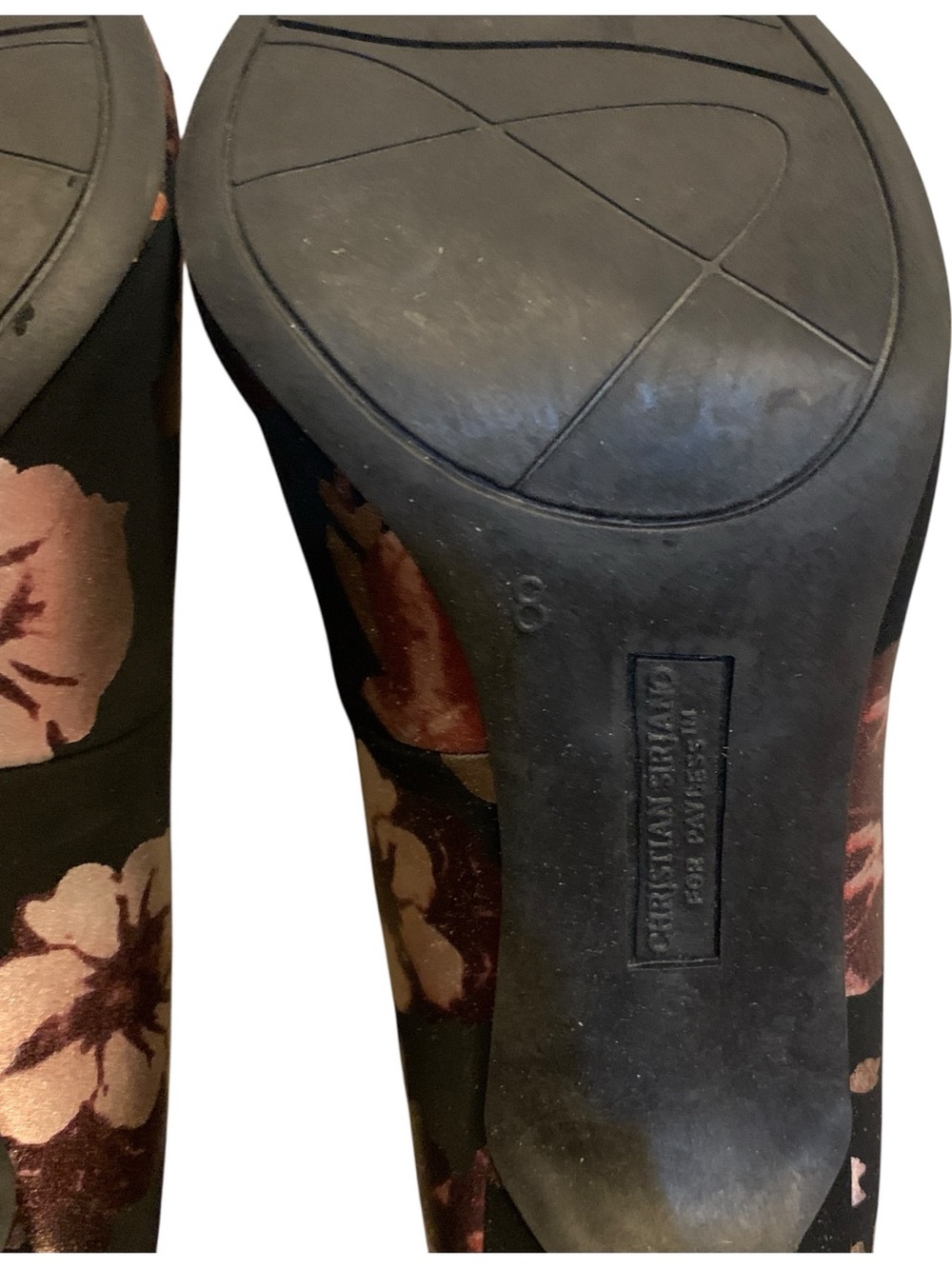 Christian Siriano Black Pumps with Pink and Gold Floral Print 4” Heels - Picture 6 of 6